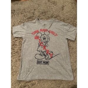 Disney Mickey Mouse Graphic T-Shirt Adult Gray Classic Mickey Tee‎